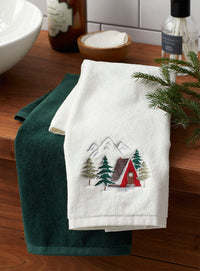 Thumbnail for Snowy village hand towels