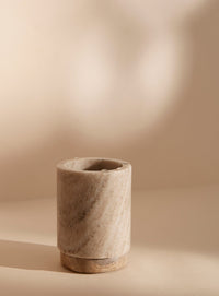 Thumbnail for Marble and natural wood decorative jar