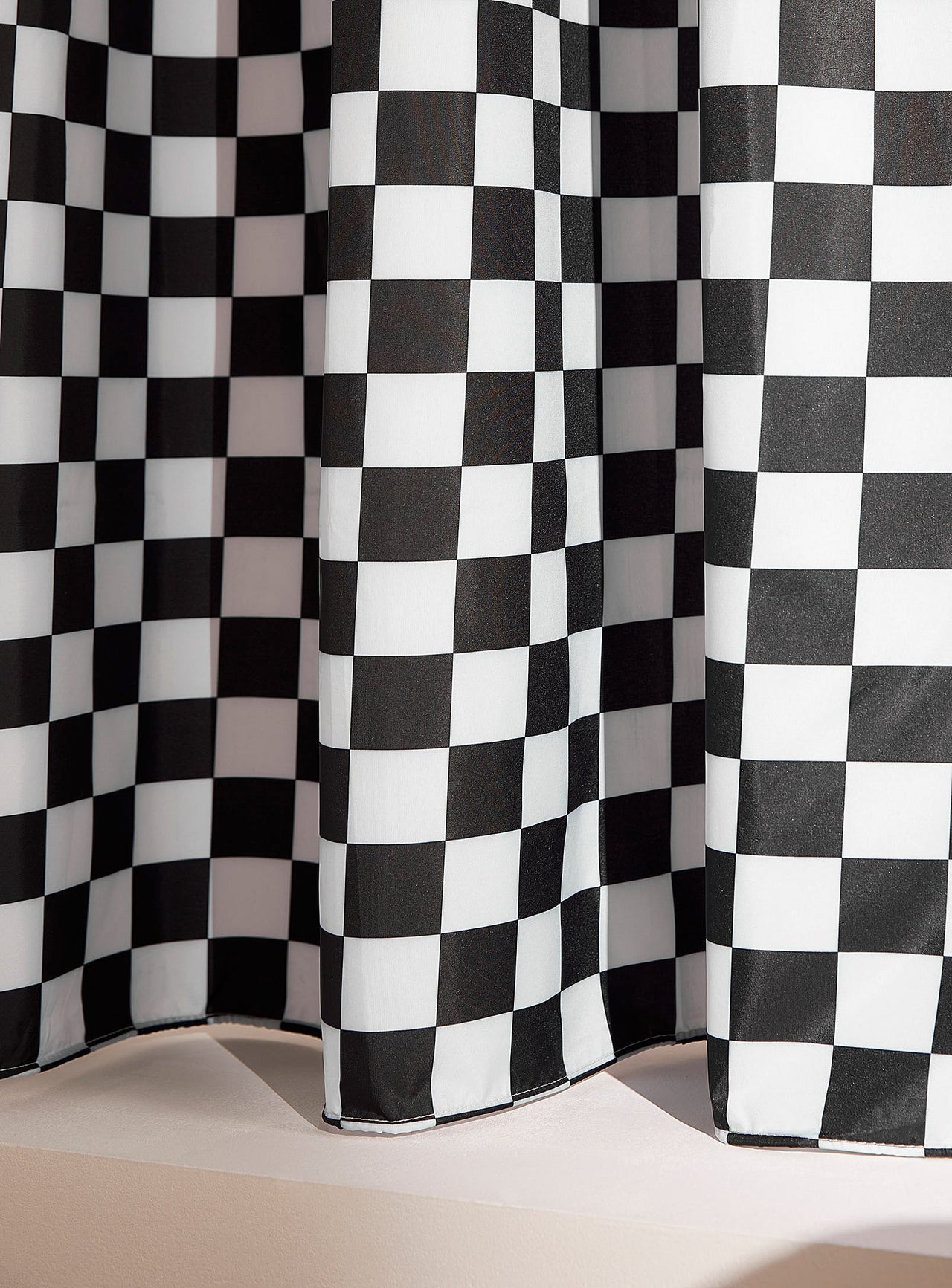 Checkered shower curtain